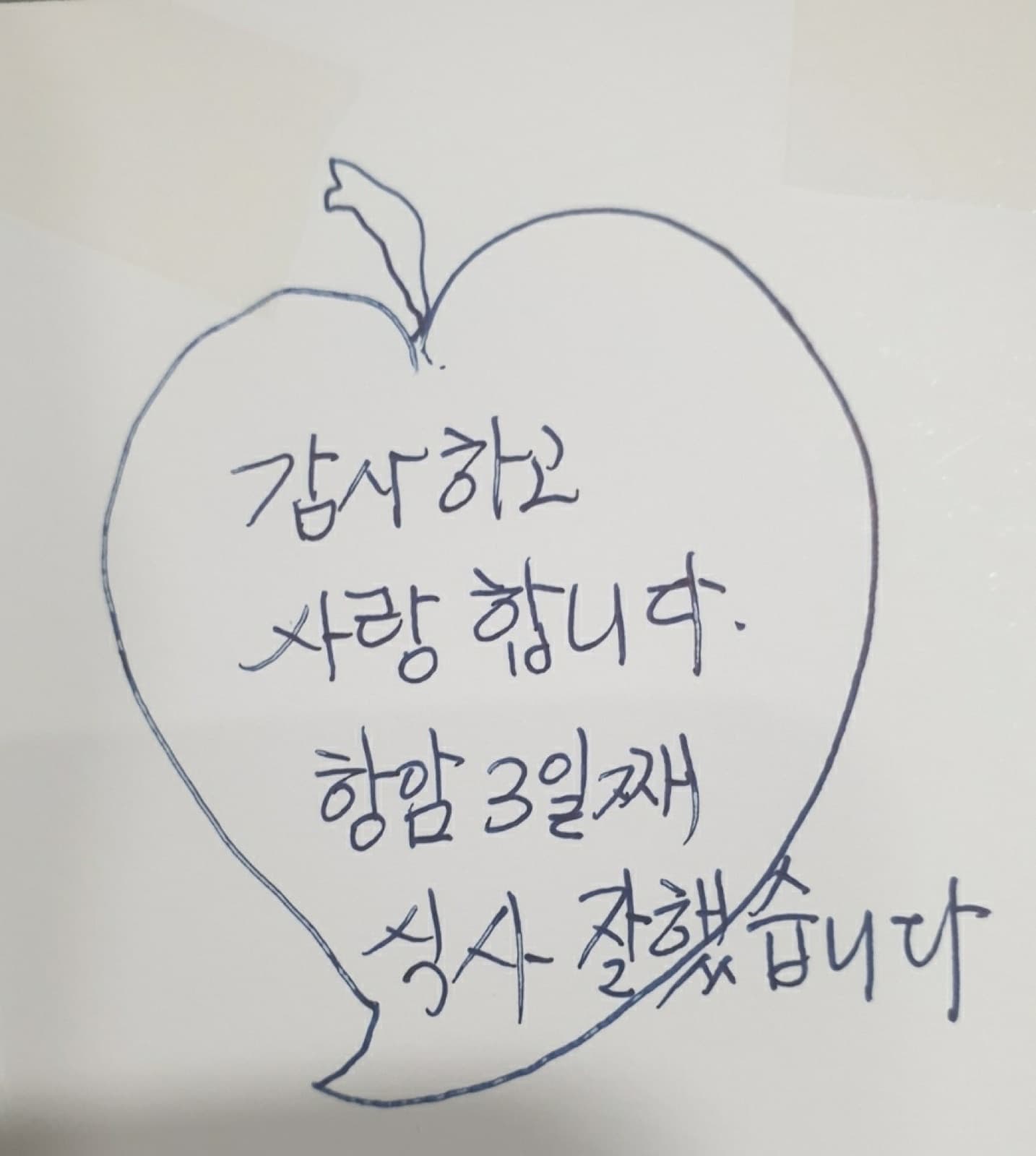 환자가 직접 쓴 감사 손편지